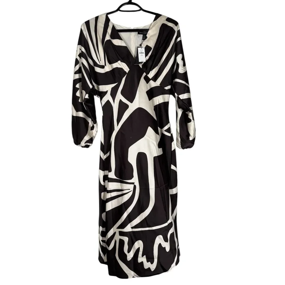 NWT Banana Republic Babydoll Satin Midi Dress Womens Sz 8p Minimalist Career - Picture 1 of 7